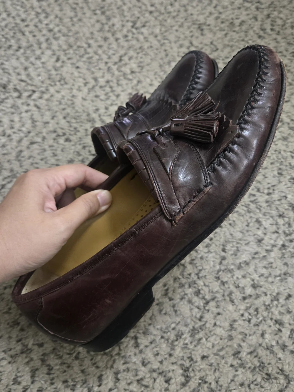 Johnston & Murphy Dark Brown Leather Tassel Kiltie Loafers